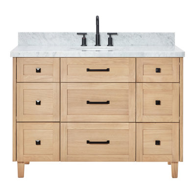 ARIEL Monroe 54 Single Sink Bathroom Vanity with Carrara Quartz Top