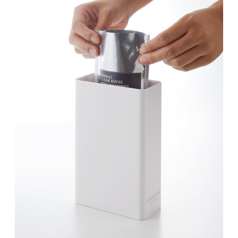 White ABS Resin Rectangular Shampoo Dispenser with Stainless Steel Pump