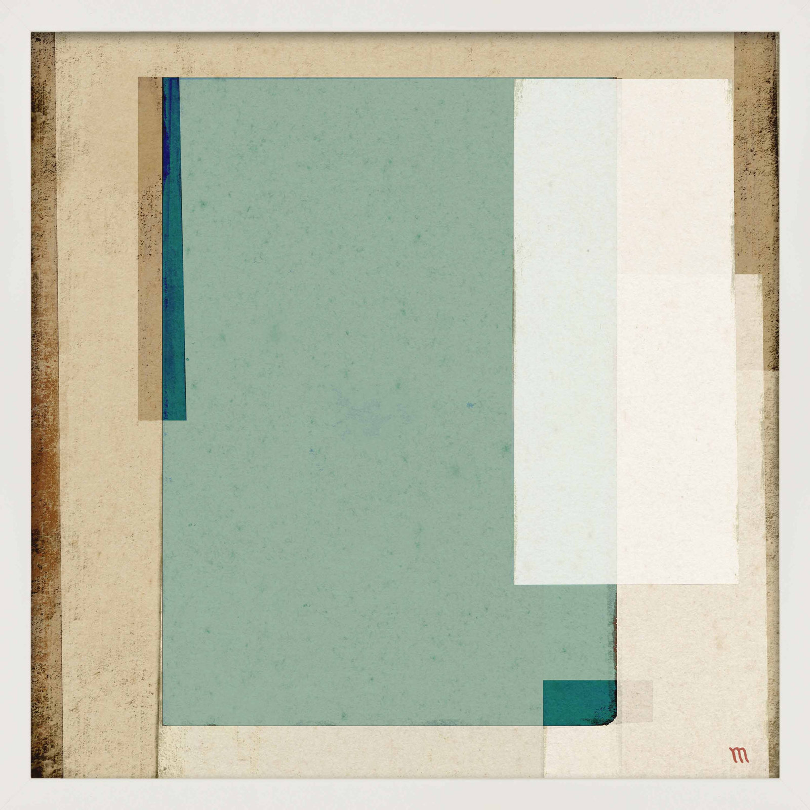 City Scape aqua 1 by Marco Marella for Studio M - Framed Wall Art, Framed Print Canvas without Mat, 44" H x 44" W, Black
