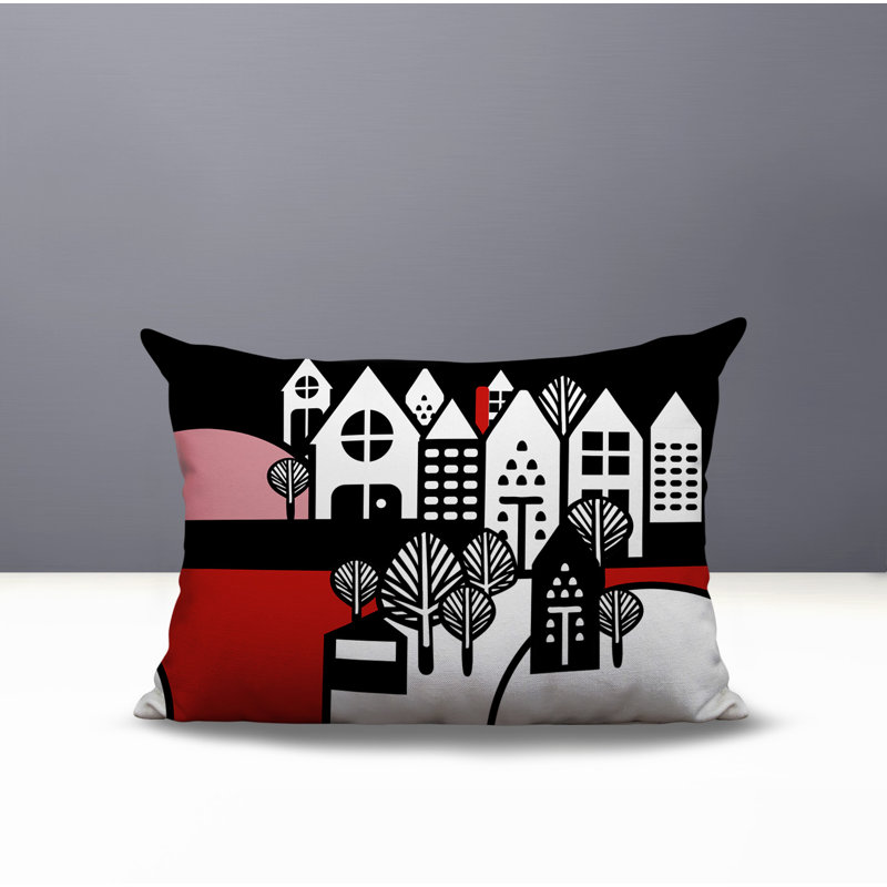Oreiller rectangulaire réversible intérieur / extérieur Hansen, Rectangle H 14 po x l 20 po, Rouge