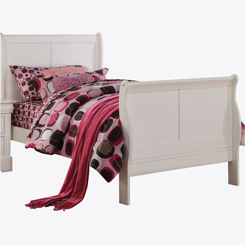 Lit, Bois massif et bois manufacturé, Double, Blanc