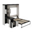 Lit escamotable double avec bureau, tablettes et armoires de rangement