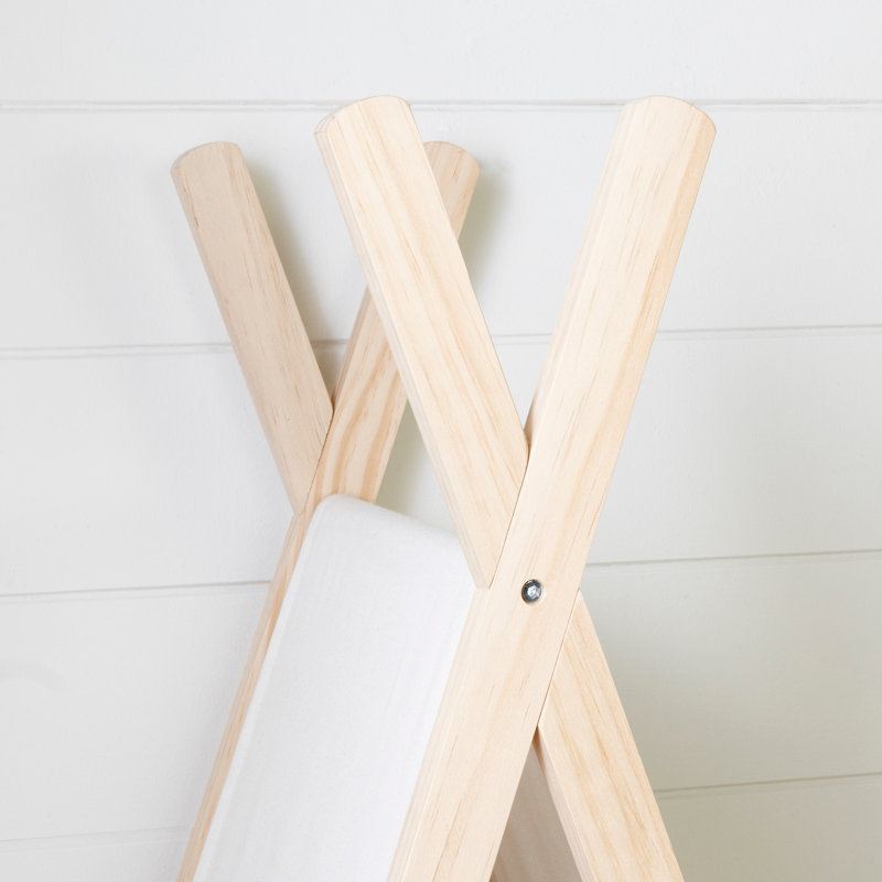 59.25" Natural Pine and White Cotton Teepee Shelving Unit