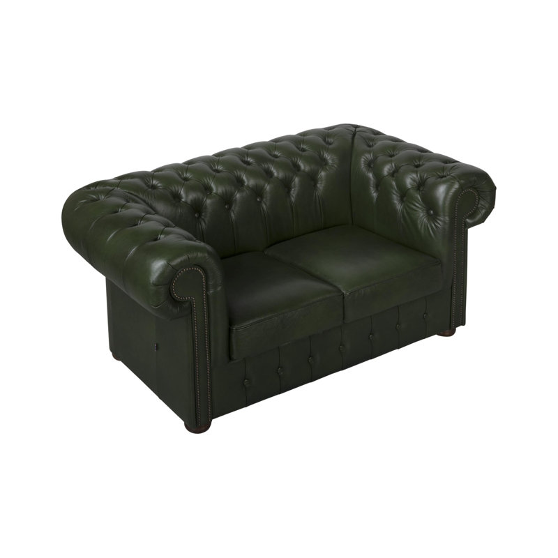Tamico 2 Seater Genuine Leather Loveseat, 80cm H x 200cm W x 90cm D, Green