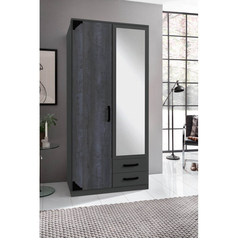 Fairley 2 Door Manufactured Wood Wardrobe, Graphite