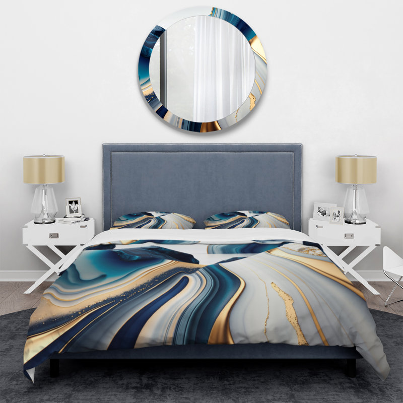 Ensemble de housse de couette en microfibre / polyester Abstract Geode Waves
