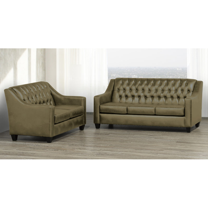 Ensemble de salon 2 pièces Debolt, Cuir taupe assorti