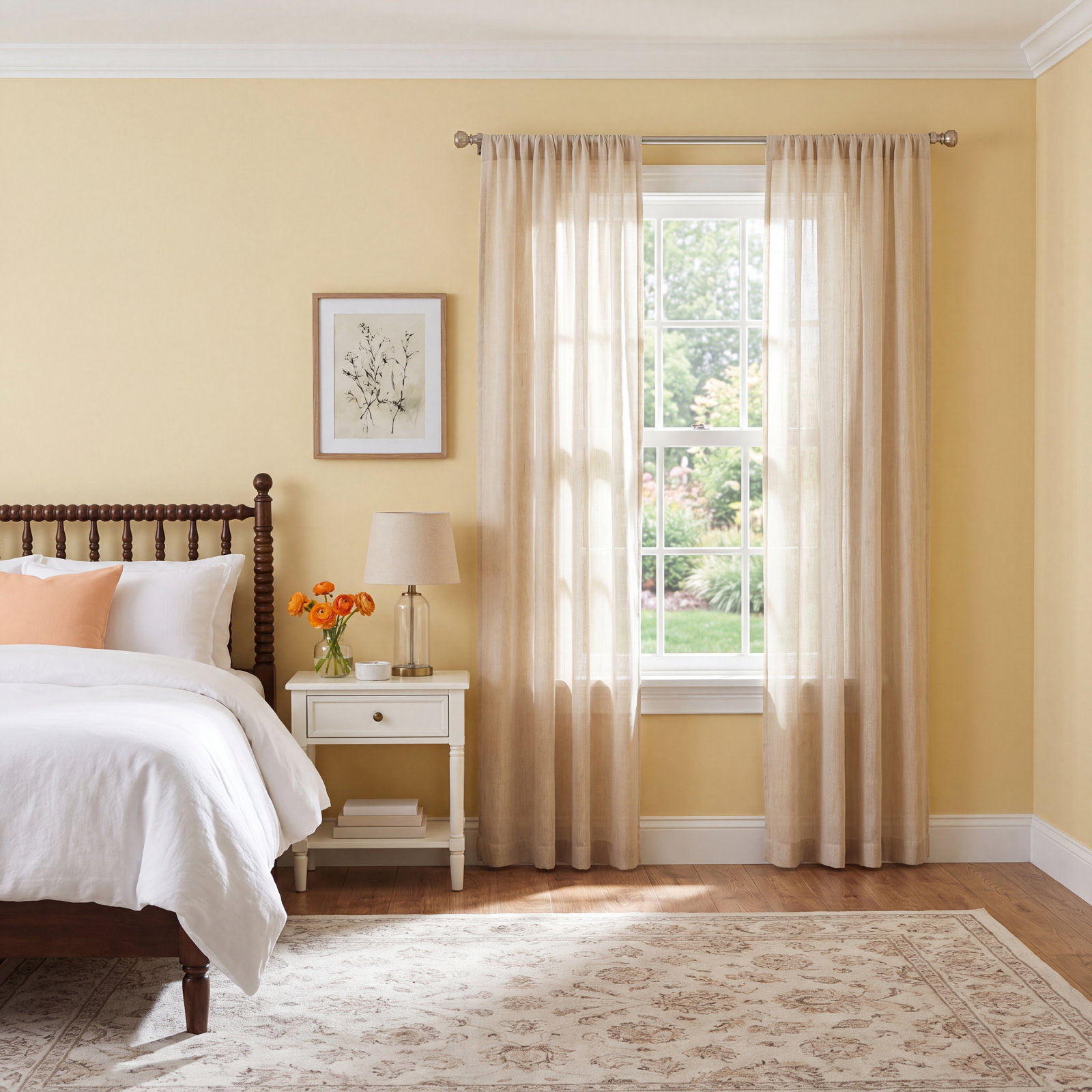 Textured Stripe Semi-Sheer Curtain Panel Set, 48" W x 96" L, Natural