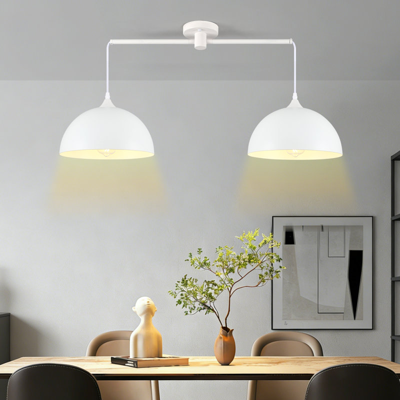 Dileo 2-light 34.64" Modern Dome Pendant Light With Metal Shade And Adjustable Cord, For Farmhouse Dining Room Restaurant Cafe Entryway