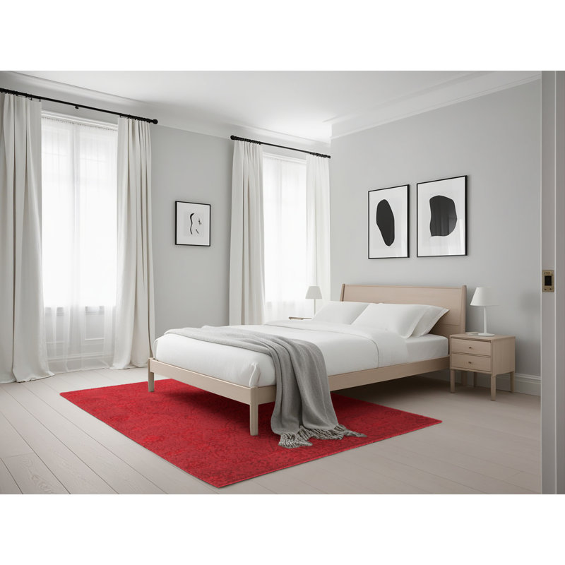 Tapis de zone rouge contemporaine, Rectangle 5 pi x 7 pi