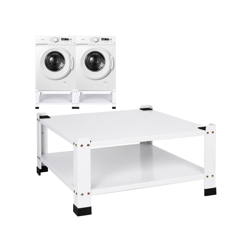 Laveuses et sécheuses à linge avec tablette de rangement, support pour laveuse et sécheuse, plateforme universelle, L 28,3 po x l 28,3 po x H 14 po, capacité de 800 lb, base multifonction en acier robuste pour machine à laver