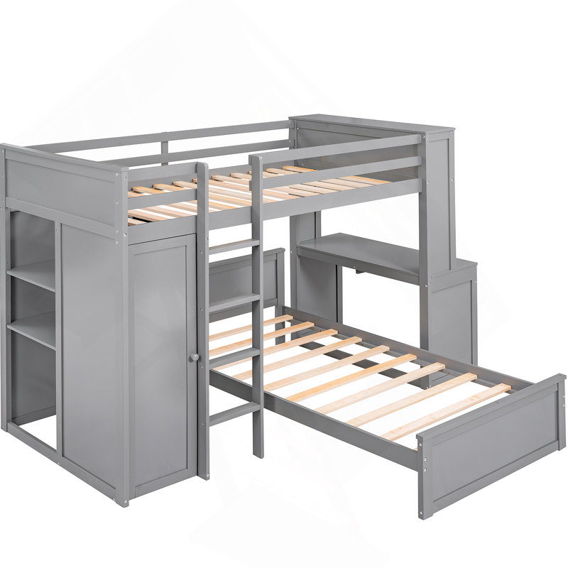 Lit mezzanine avec support Katrece, Grey