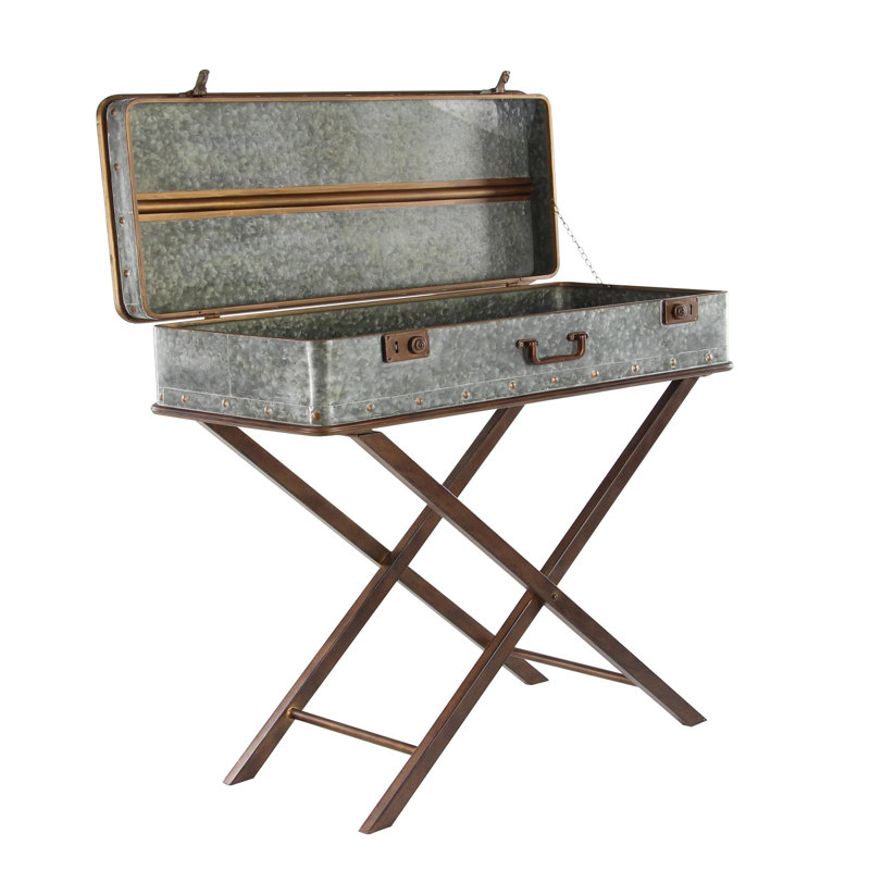 Table d'appoint grise avec plateau de style valise Laforce