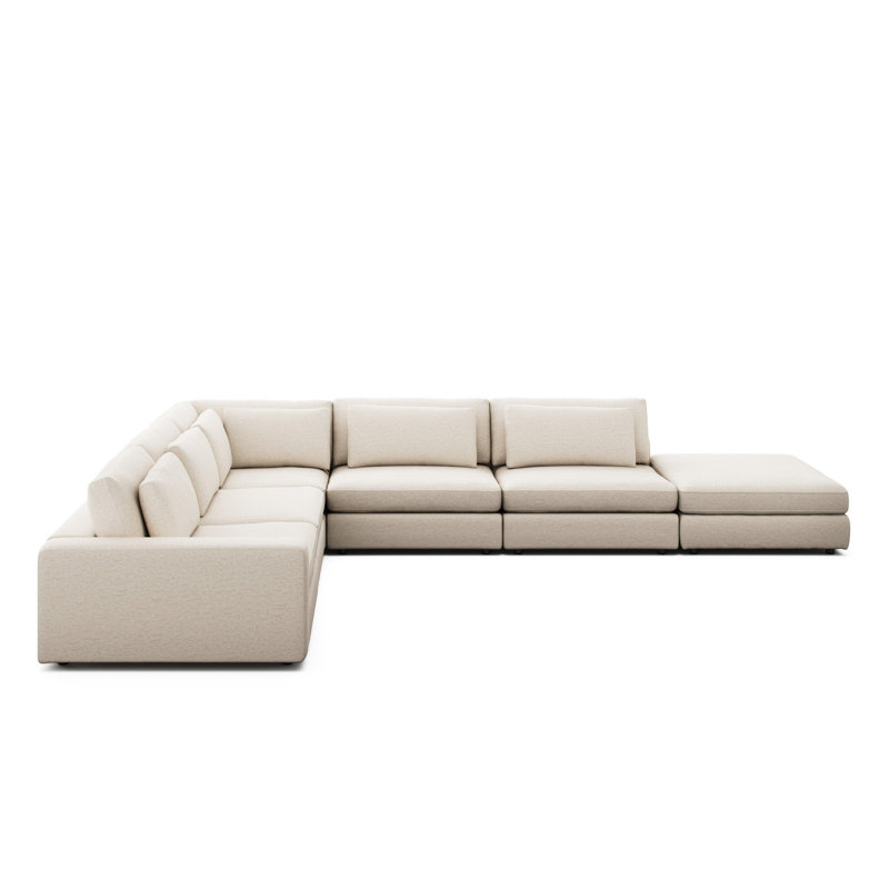 Canapé modulaire 5 pièces Stovall avec repose-pieds Stovall, Mélange de polyester Crypton Nomad Snow, Orienté vers la gauche