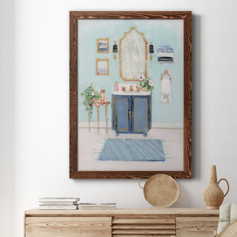 «Blue Bath II», peinture sur toile encadrée, Érable, H 31,5 po x l 23,5 po x P 1,5 po