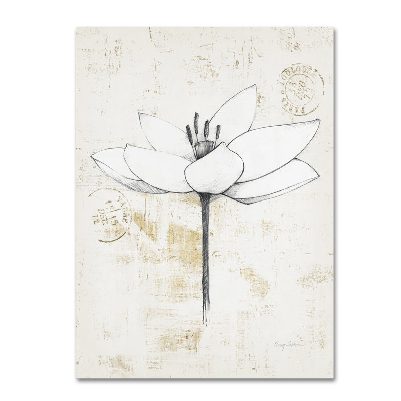 « crayon floral i gold », reproduction d’impression sur toile tendue, H 24 po x l 18 po