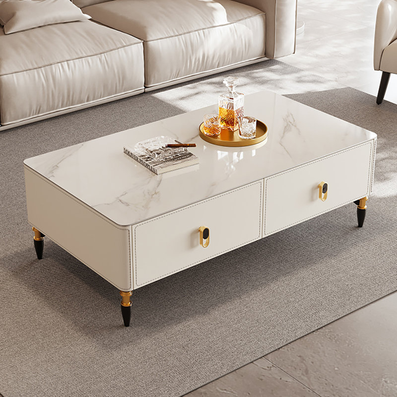 Table basse légère Light Luxury, White, H 15,7 po x L 55,1 po x l 31,5 po