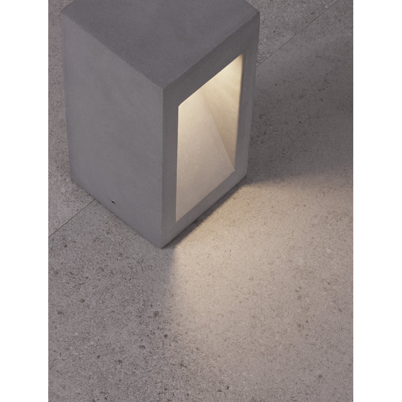 Grey Integrated LED Concrete Bollard Light, 25cm H x 12cm W x 12cm D