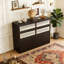Grand lit escamotable, armoire-lit en bois de pin avec décoration en rotin et tiroir de rangement-1652266693