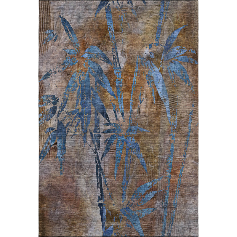 Premium Machine Washable Mayfield AMF2222 Botanical Rug, 3' x 5', Brown