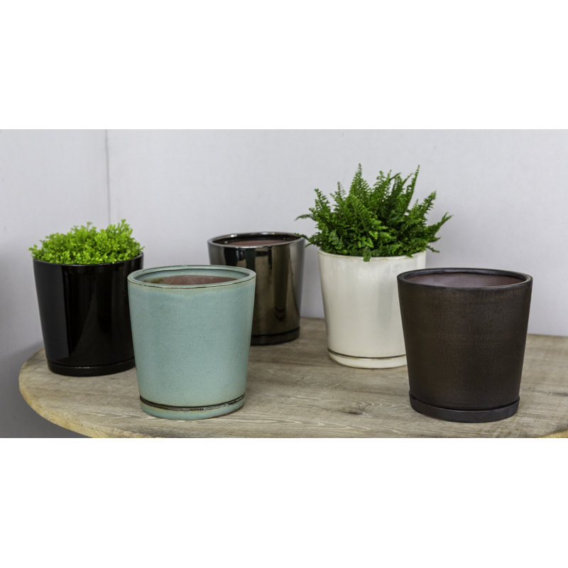 I/O Series Handmade Pot Planter, 8" H x 7.75" W x 7.75" D, Bronze