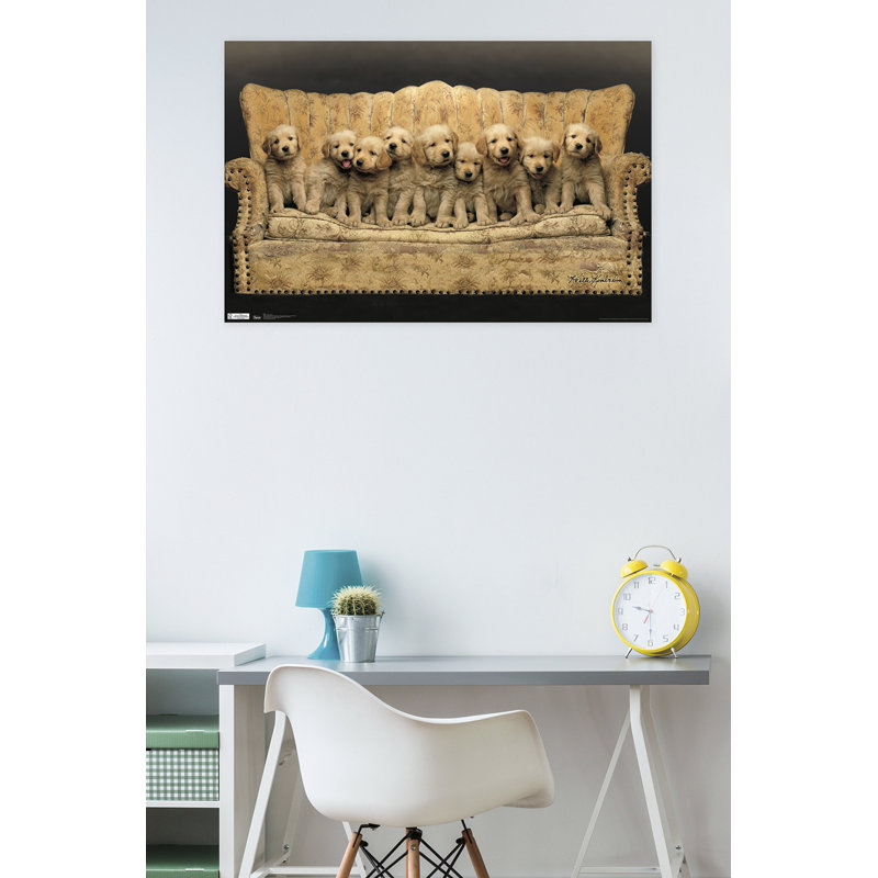 Impression sur papier chiot-golden canapé