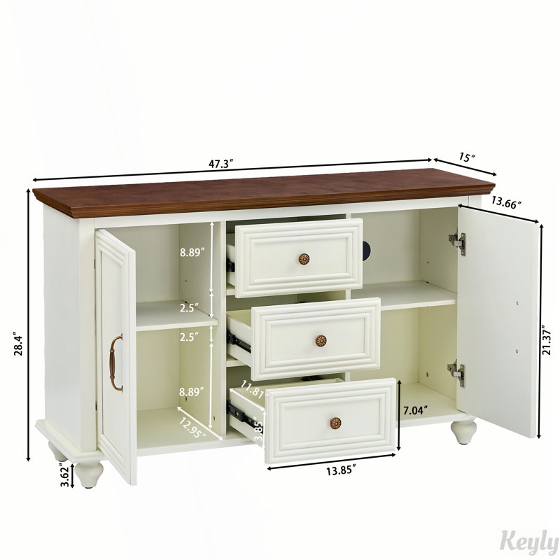Buffet 47,3 "Mid Century, Brown+White