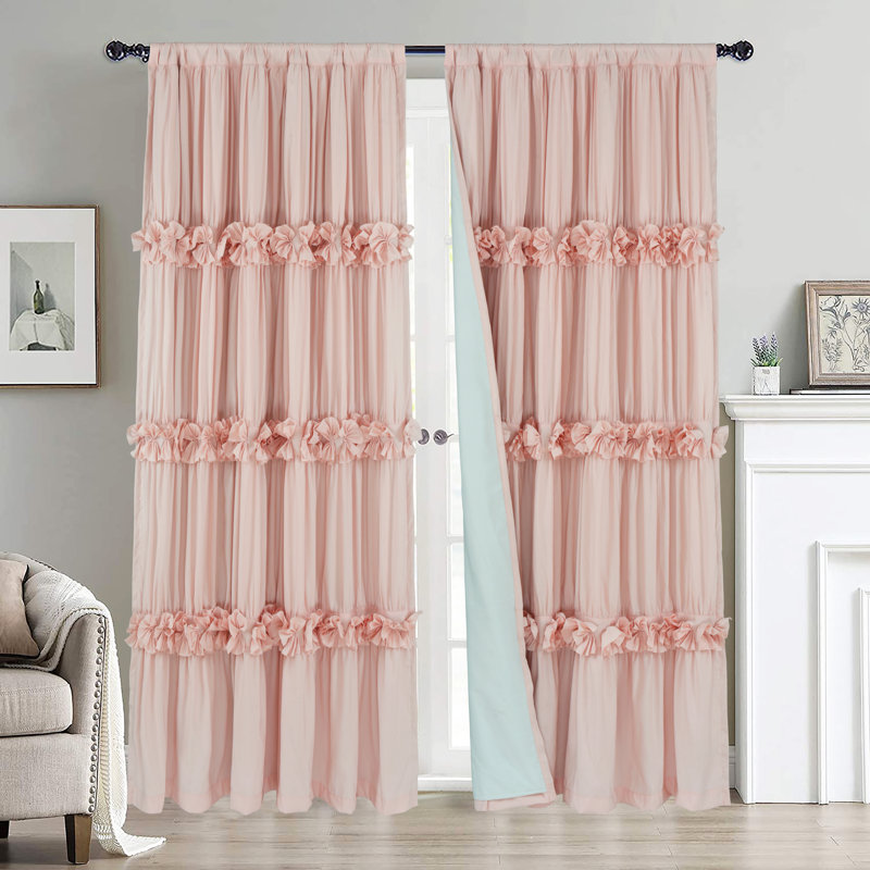 Rideau en polyester, Pêche, L 54 po x L 84 po