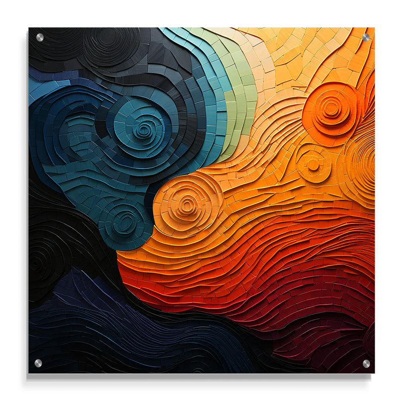 Chirinos - Art mural acrylique sur verre op art, H 30 po x l 30 po