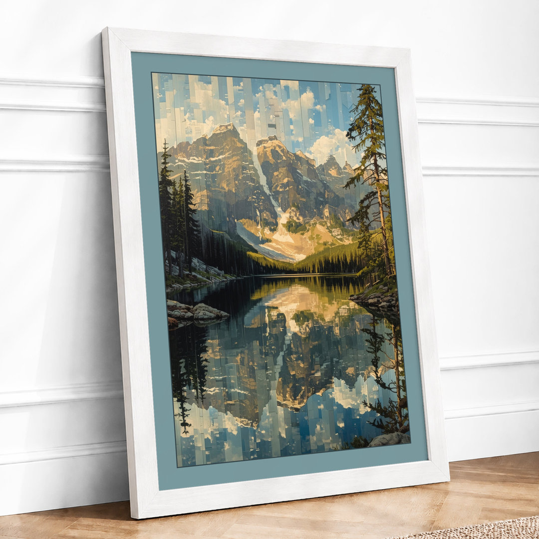 Alpine Lake at Dawn Scandinavian - Framed Print