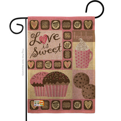 Double Sided 18.5 in. H x 13 in. W Burlap Valentine's Day Garden flag