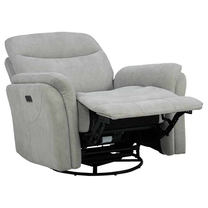 Adler Upholstered Power Swivel Glider Recliner Ivory, Ivory