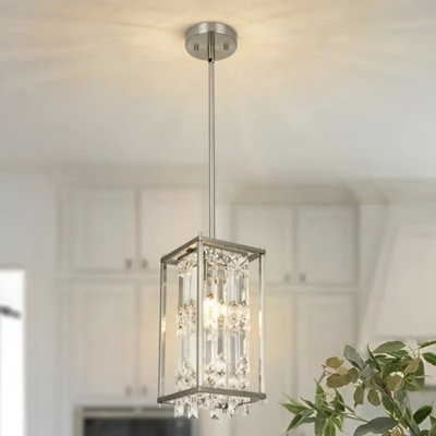 Modern Crystal Kitchen Pendant Light Fixture, Adjustable Pendant Lighting For Dining Room Living Room Foyer Hallway Entry