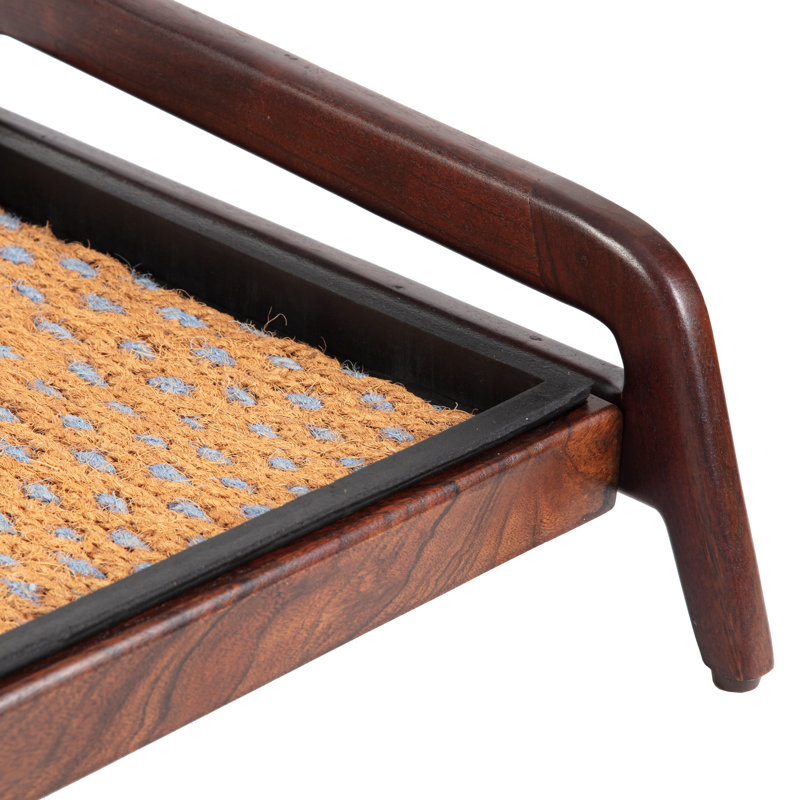 Support à bottes en bois massif de qualité supérieure avec tapis en fibre de coco naturelle - Rangement pour chaussures