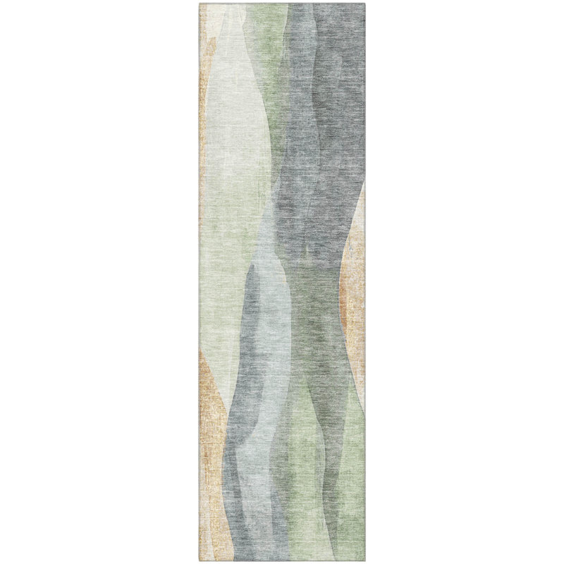Premium Machine Washable Prado AMF1989 Waves Rug, Runner 2'3" x 7'6"