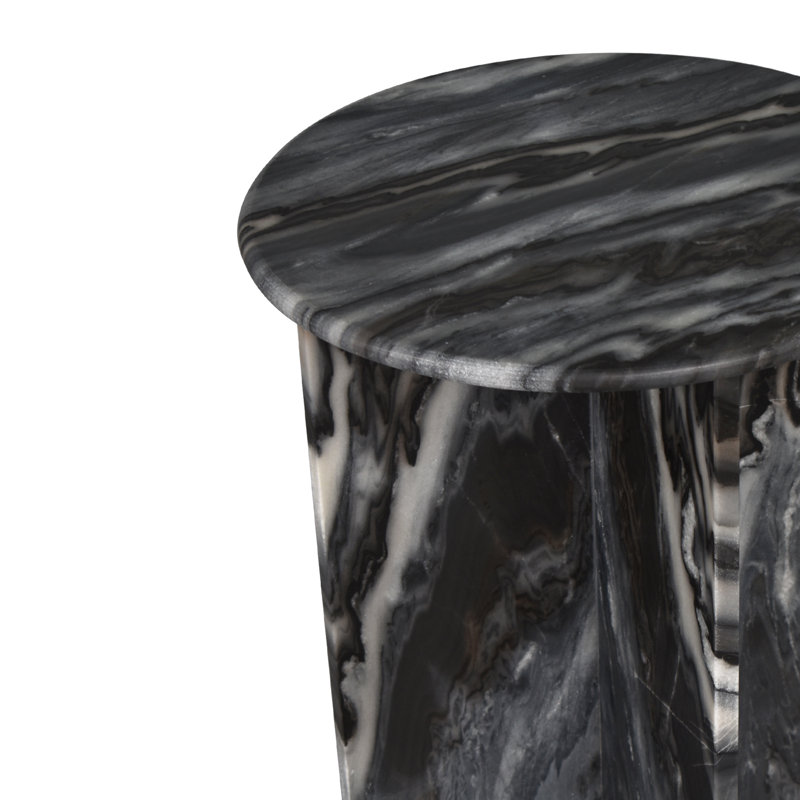 Table de bout en marbre noir et gris 17,75 po Javier Minimalist, Marbre gris foncé