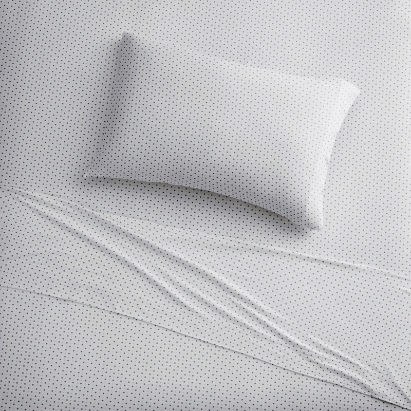 Twin Polka Dot Navy Cotton Jersey Knit Sheet Set