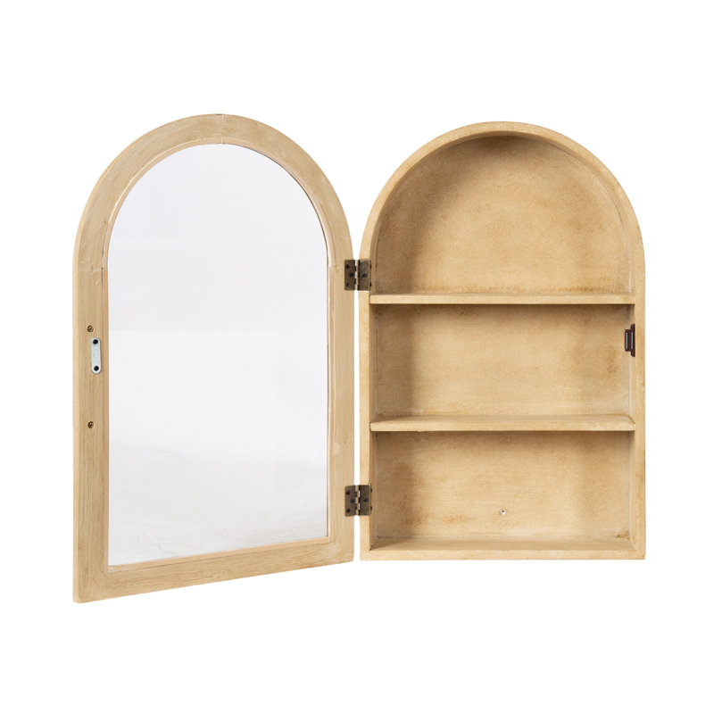 Wood Arched Cabinet for Wall Storage, Natural