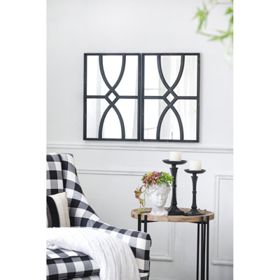 Miroir mural rectangulaire en bois 16 "x 23" avec cadre noir antique