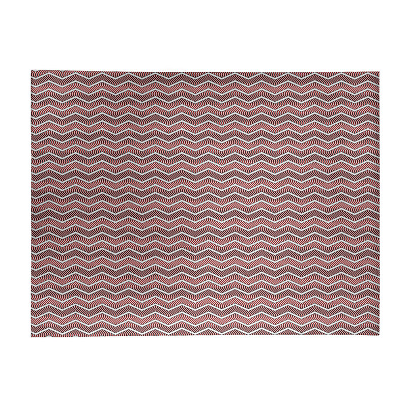 Tapis zone rose/noir ondulé chevrons, Rectangle 4 pi x 6 pi