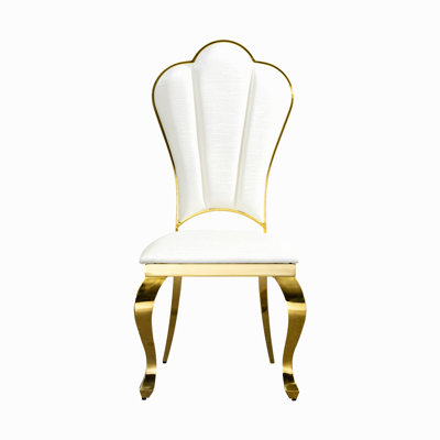 Chaises de salle à manger, chaises rembourrées en cuir d'unité centrale moderne avec pieds en acier inoxydable doré, chaises d'appoint à haut dossier pétales pour la salle à manger