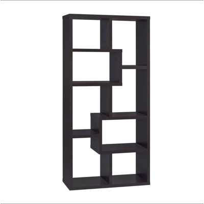 10-Shelf Geometric Bookcase in Grey Driftwood Finish