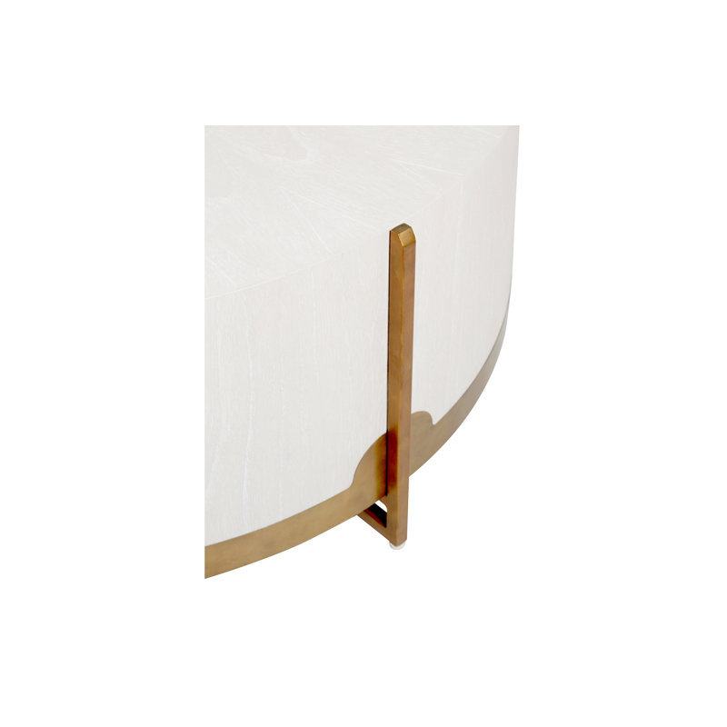 Clifton Drum Coffee Table, White Top/Gold Base