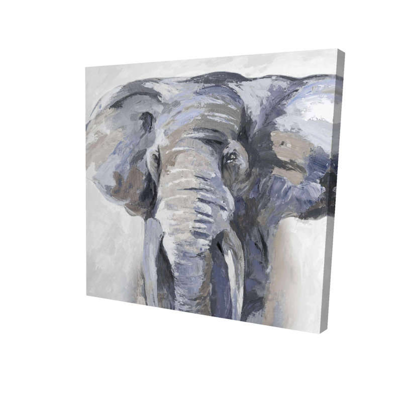 Toile éléphant bleu pastel | Décoration de la faune africaine