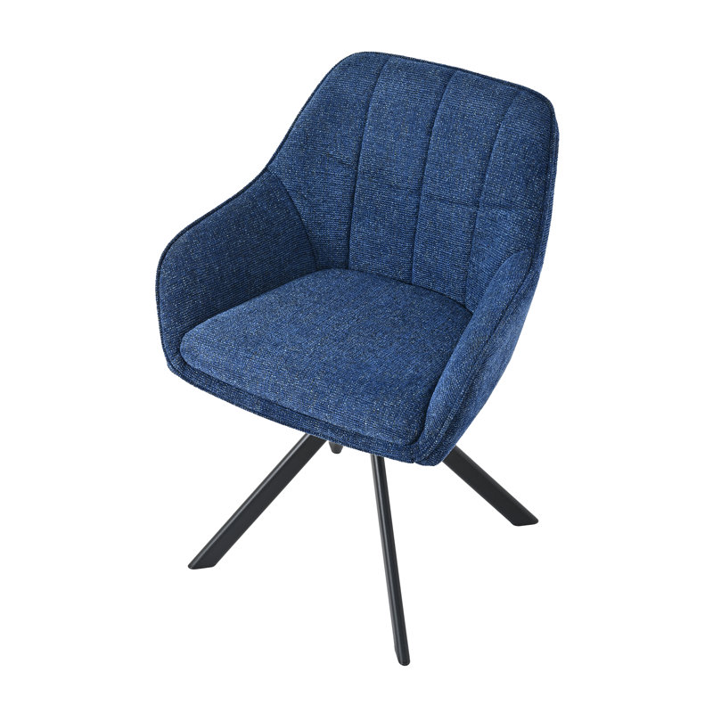51cm H Upholstered Arm Dining Chair, Chenille, Navy