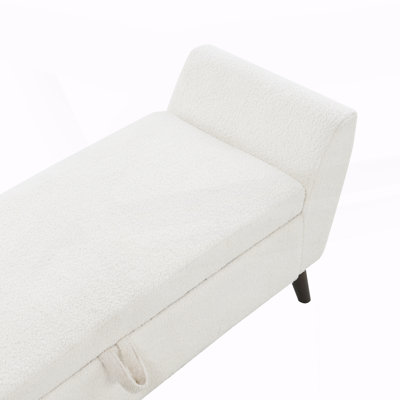 Banc de rangement moderne avec pieds en bois de style milieu du siècle, idéal pour le salon et la chambre.