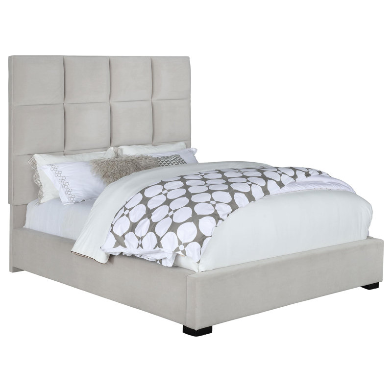 Sacco Upholstered Queen Panel Bed Beige, Queen
