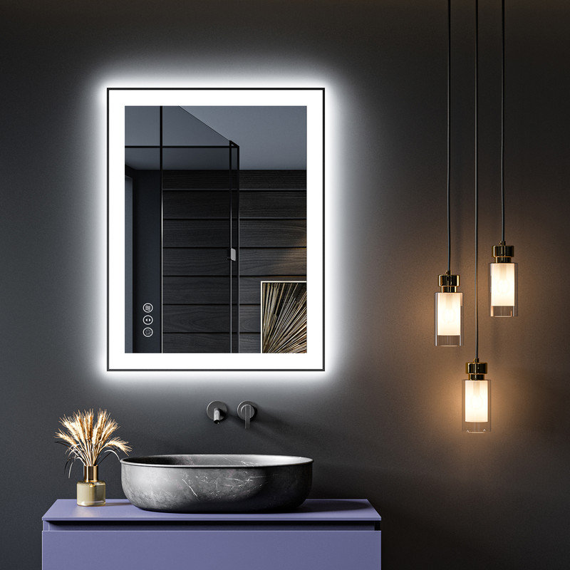 Miroir lumineux de salle de bain / de meuble-lavabo à DEL, Rectangle, 36 po x 28 po