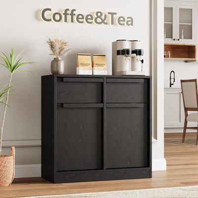 Buffet 31,5 pouces, table de rangement en bois avec 2 tiroirs et 2 portes pour une utilisation dans plusieurs pièces
