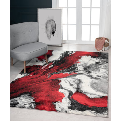Tapis abstrait rouge / gris